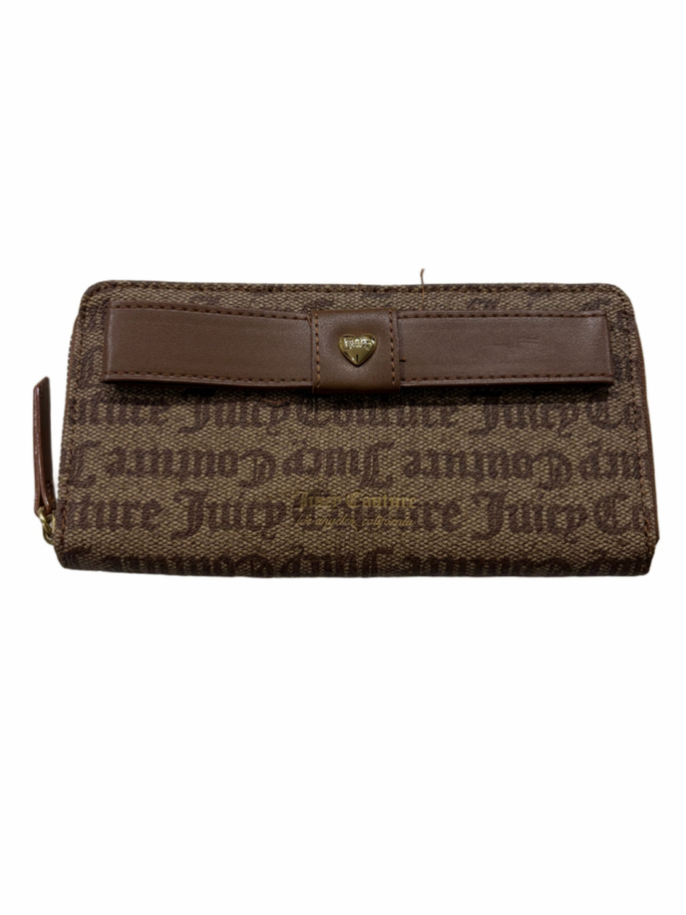Juicy Couture Brown Monogram Peek & Bow Zip-Around Wallet